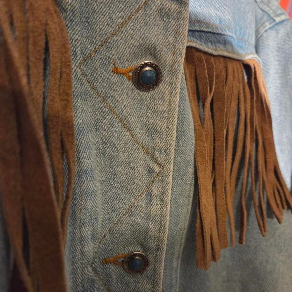 Vintage 1980s denim frill jacket - Picture 2 of 6